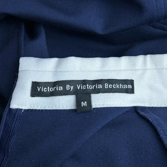 Victoria by Victoria Beckham Nitta Navy Sheath Midi Dress MEDIUM Preppy Academia